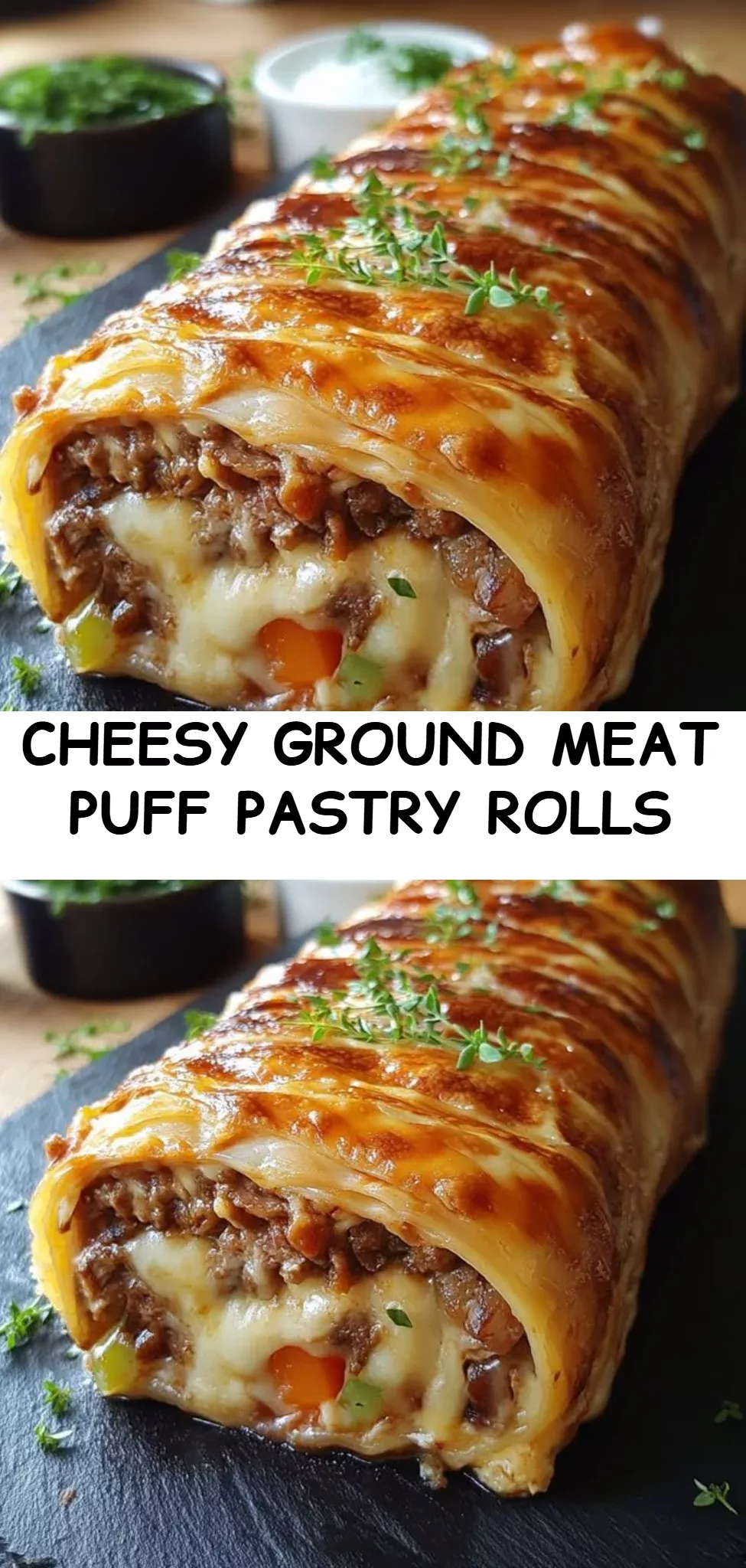 Cheesy Ground Meat Puff Pastry Rolls