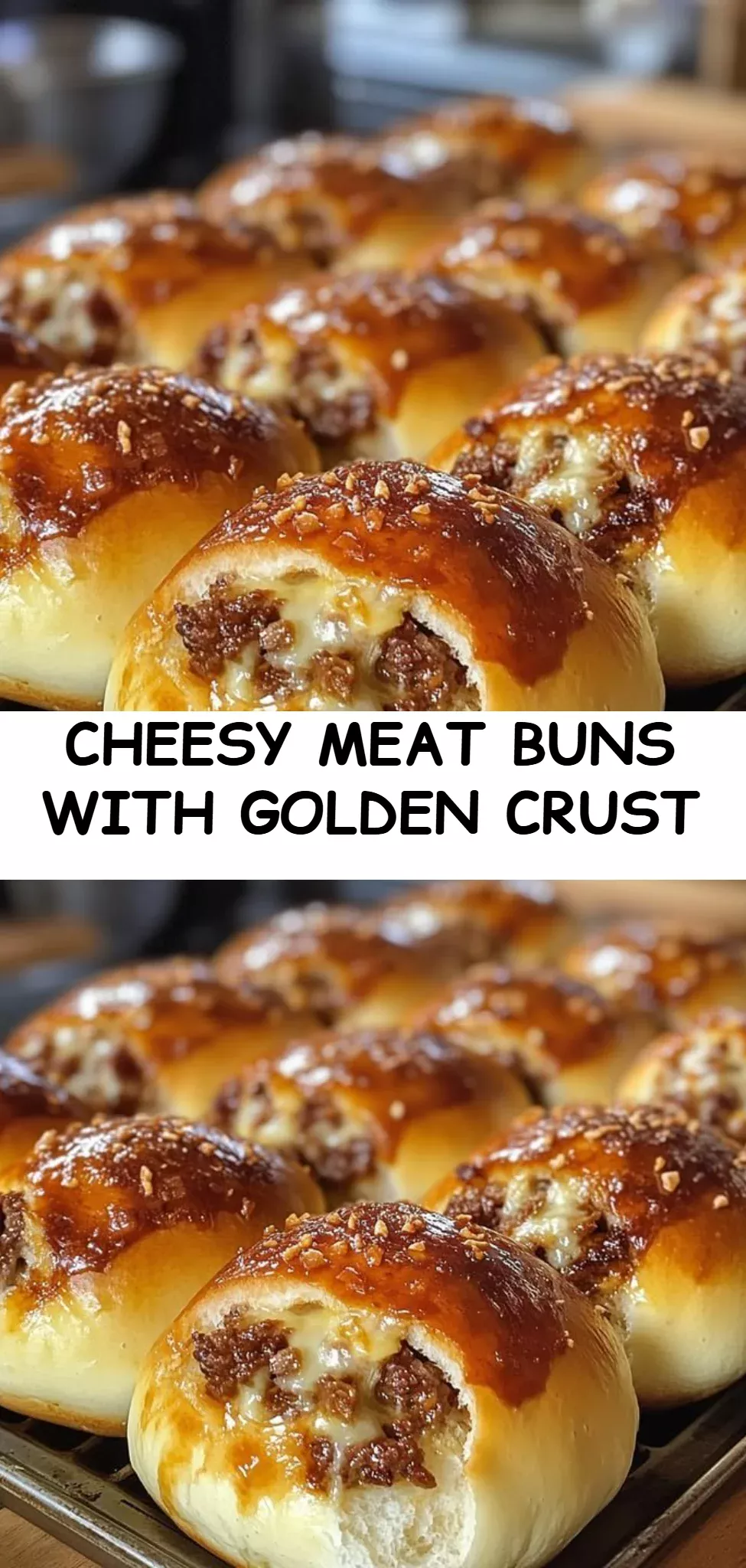 Cheesy Meat Buns with Golden Crust