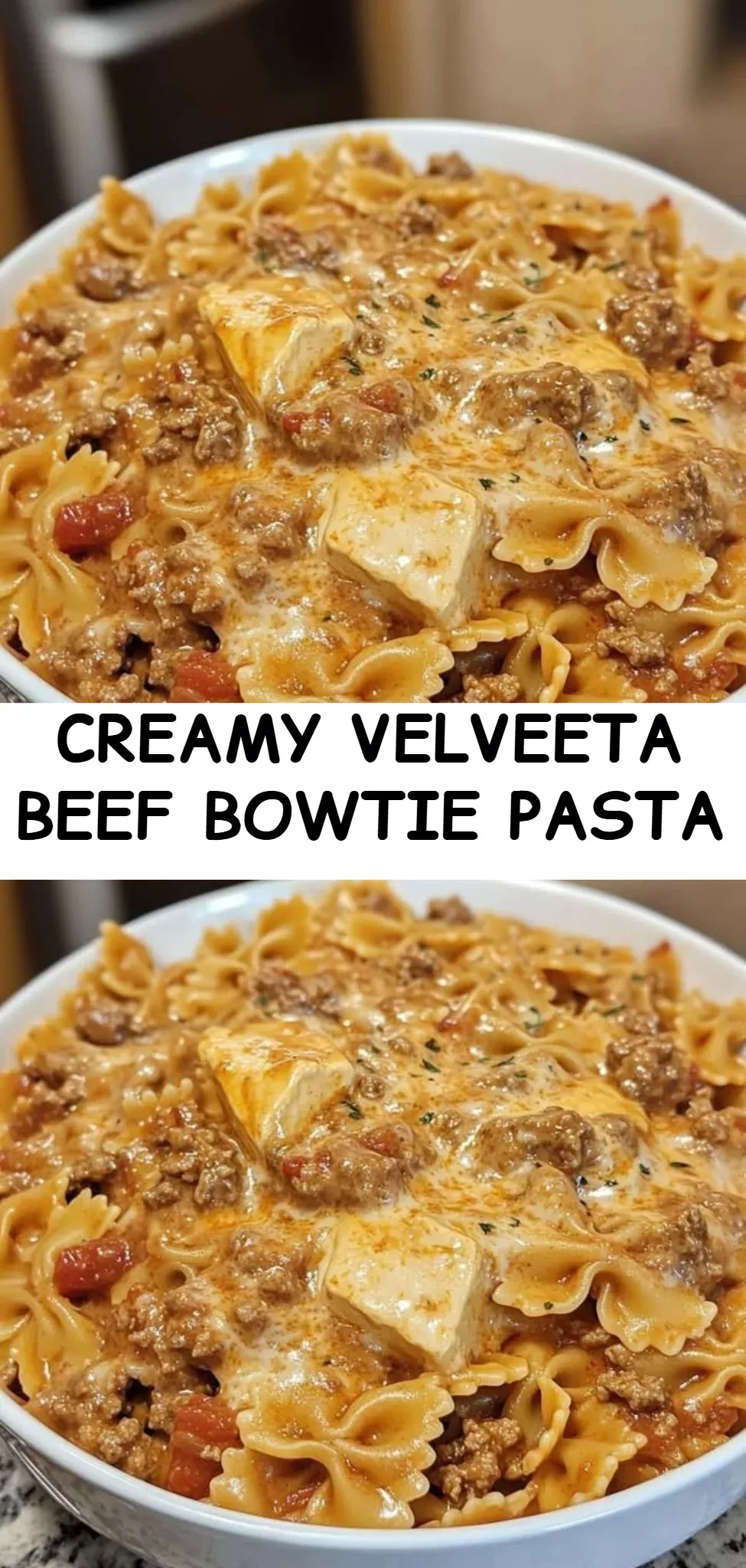 Creamy Velveeta Beef Bowtie Pasta