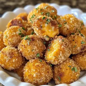 Crispy spiced pumpkin sausage bites served on a wooden platter