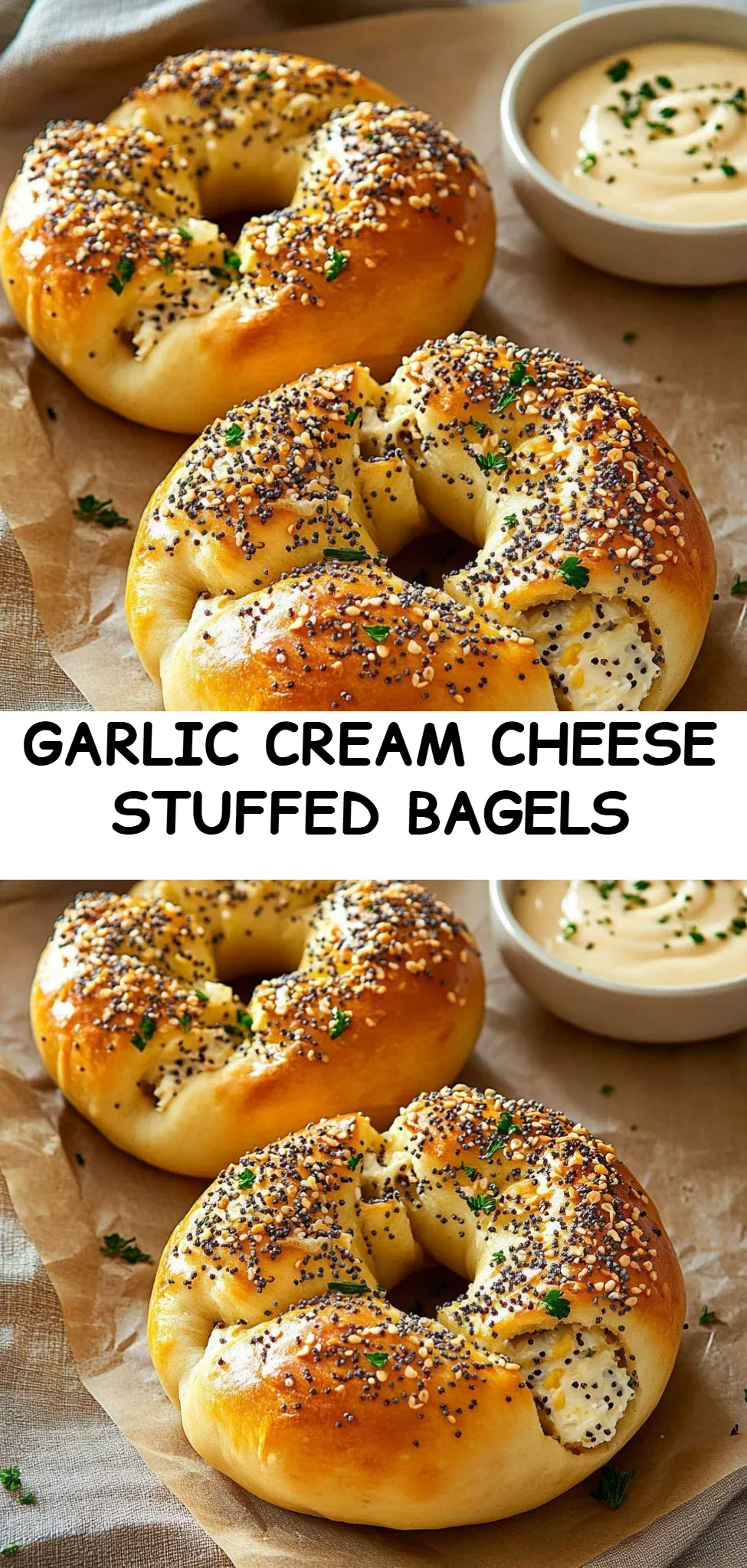 Garlic Cream Cheese Stuffed Bagels