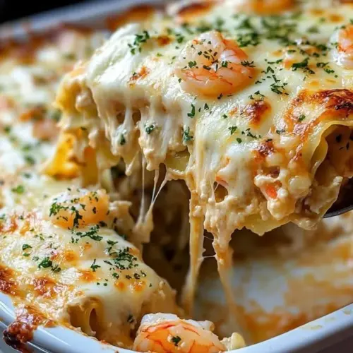 Oceanic Symphony Lasagna featuring seafood layers and rich cheese