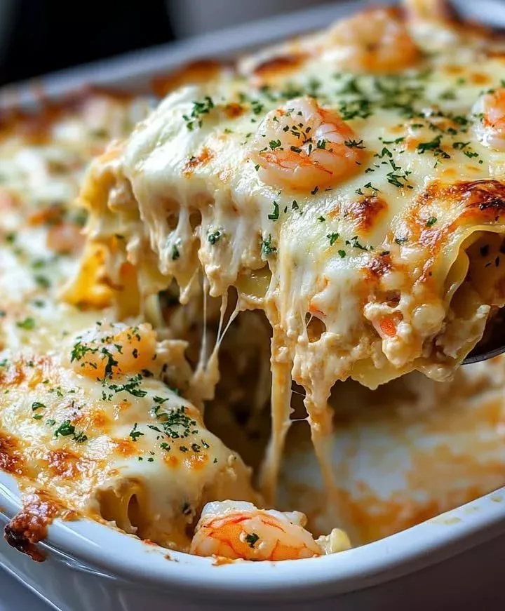 Oceanic Symphony Lasagna featuring seafood layers and rich cheese