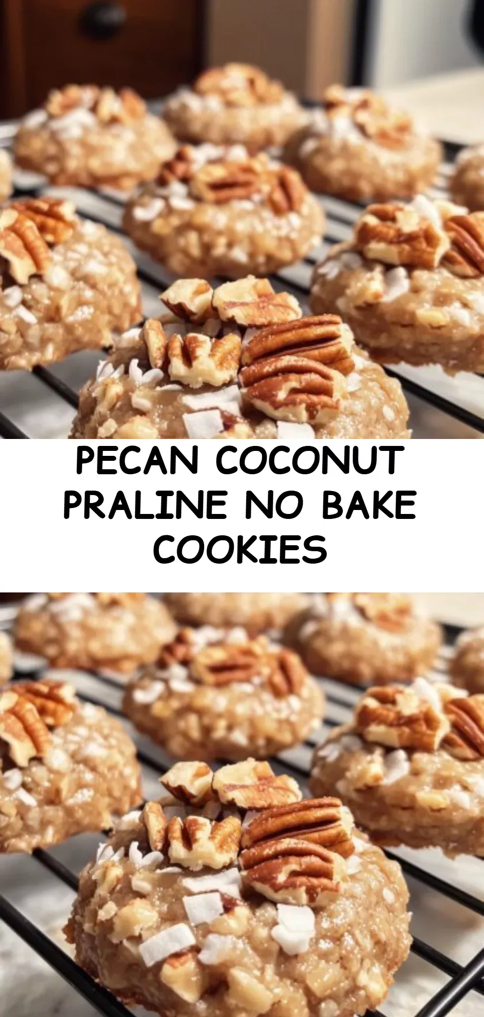 Pecan Coconut Praline No Bake Cookies