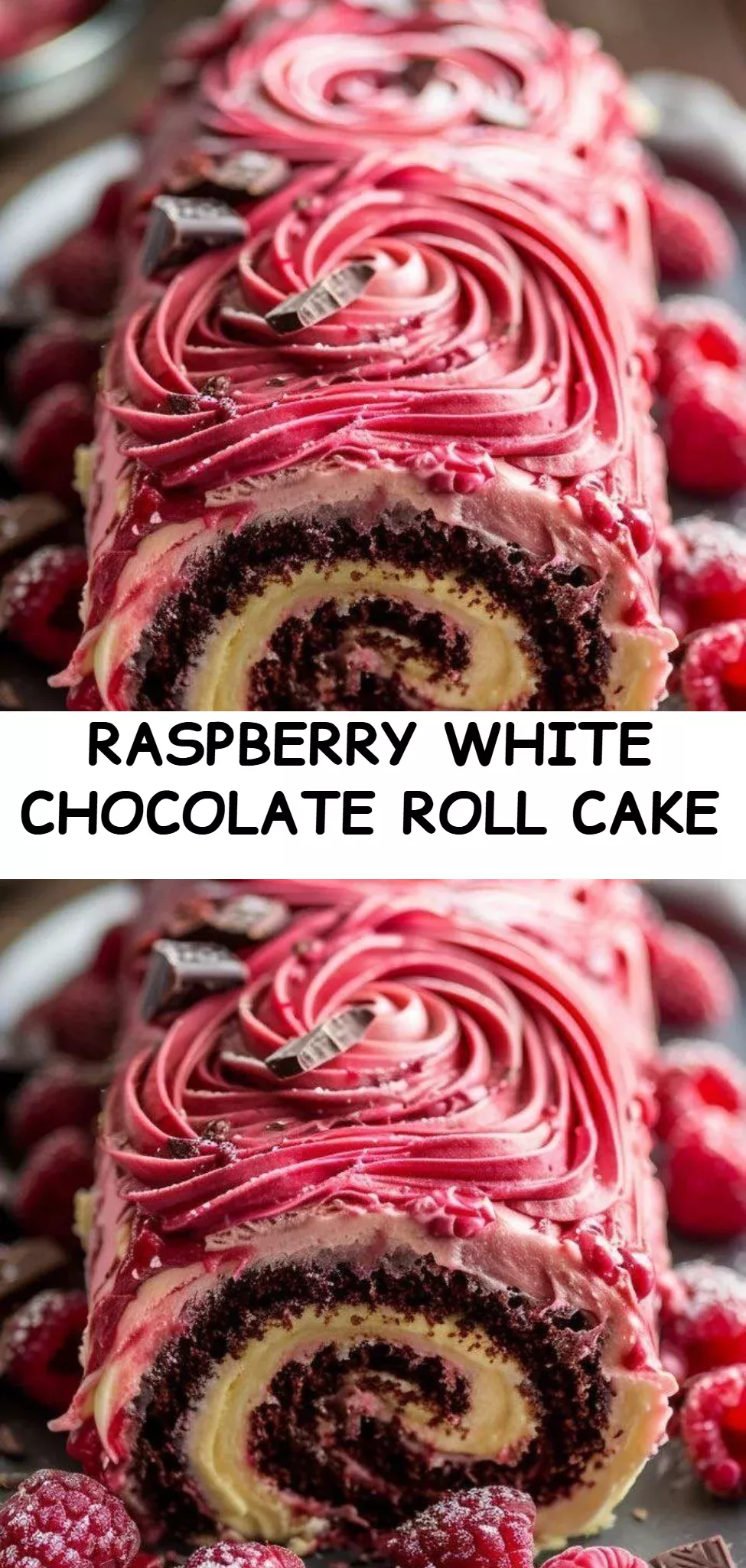Raspberry White Chocolate Roll Cake