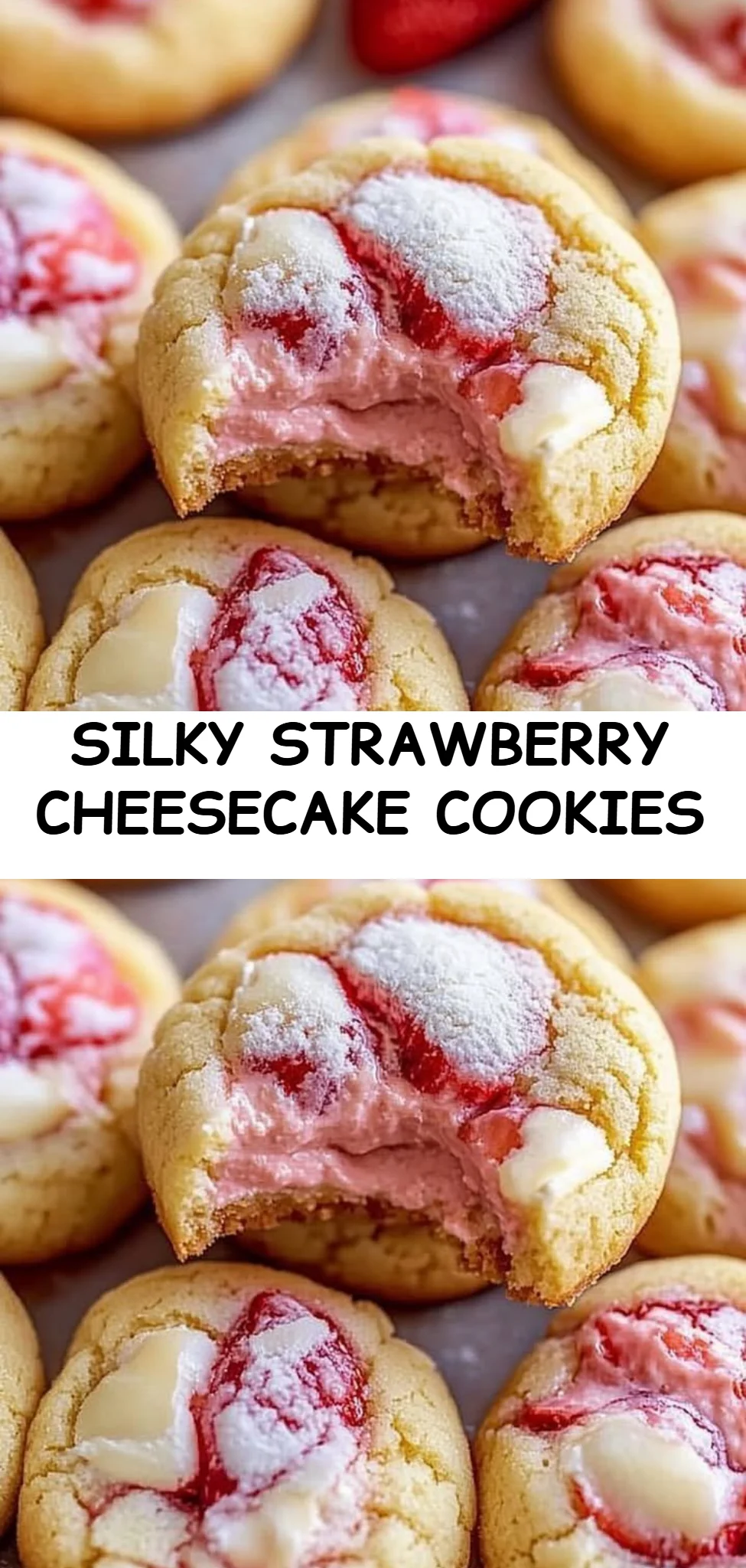 Silky Strawberry Cheesecake Cookies