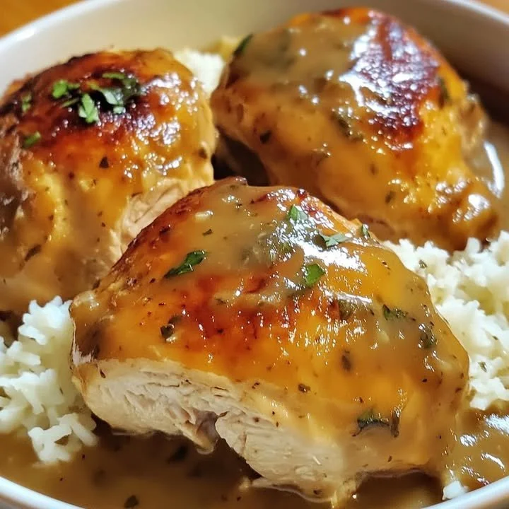 Slow-cooked creamy garlic angel chicken served on a plate.
