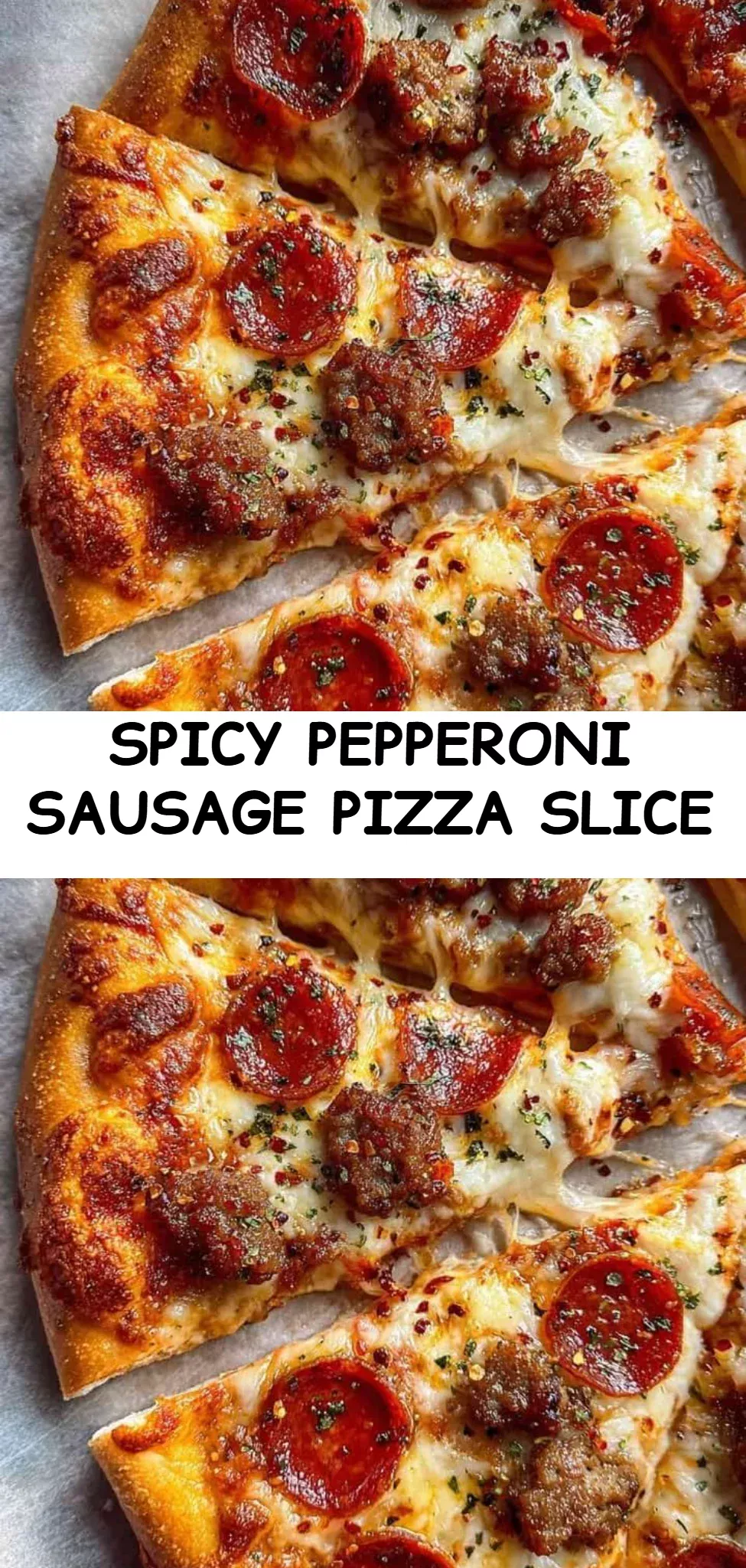 Spicy Pepperoni Sausage Pizza Slice
